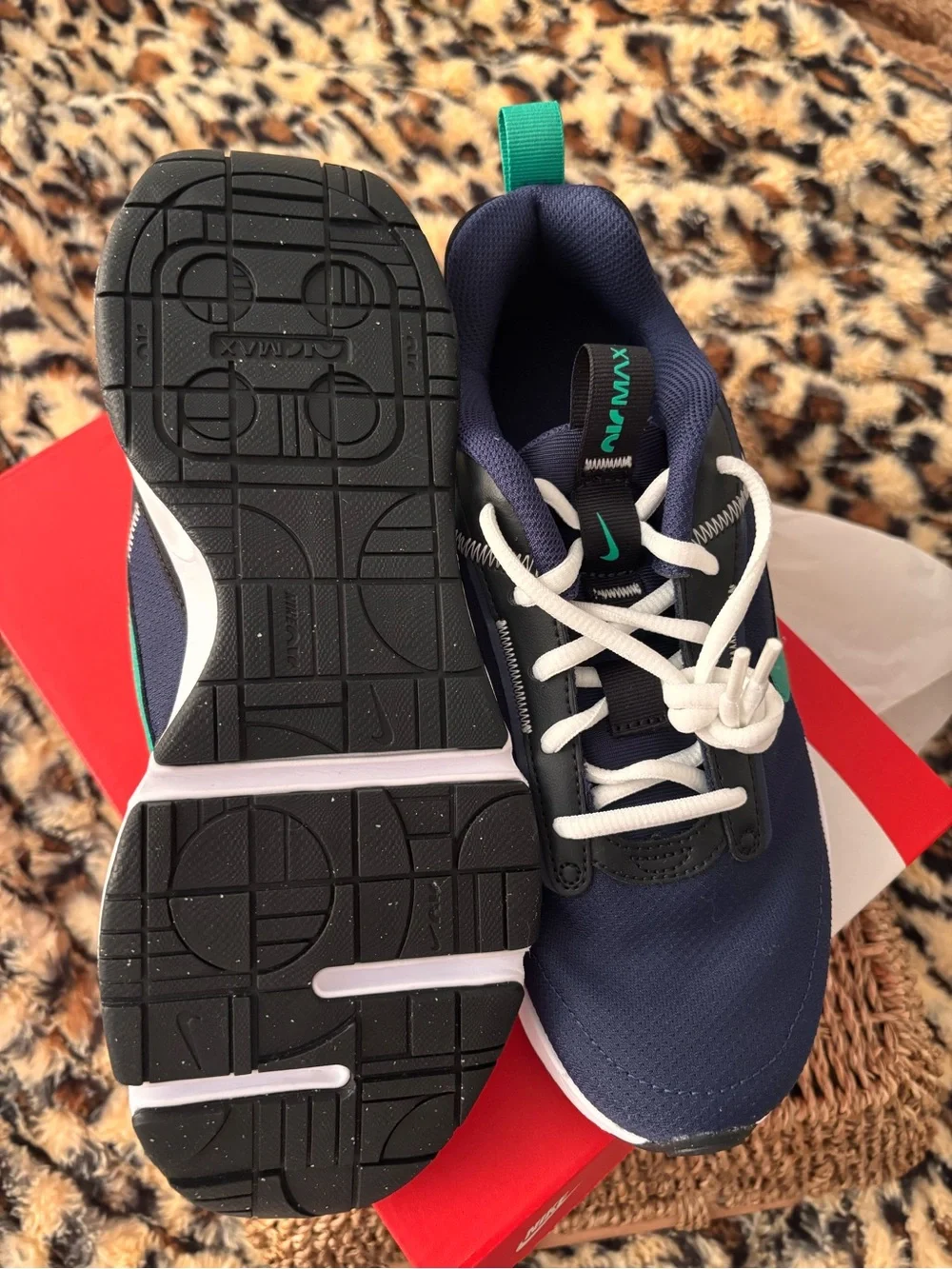 Nike youth Navy and Teal Air Max-style Running Shoes Y6